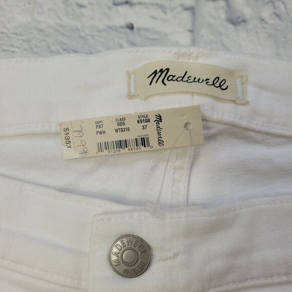 NWT Madewell 10" Hi-Rise Skinny Jeans White Button Fly Frayed Step Hem size 24 - Picture 4 of 16